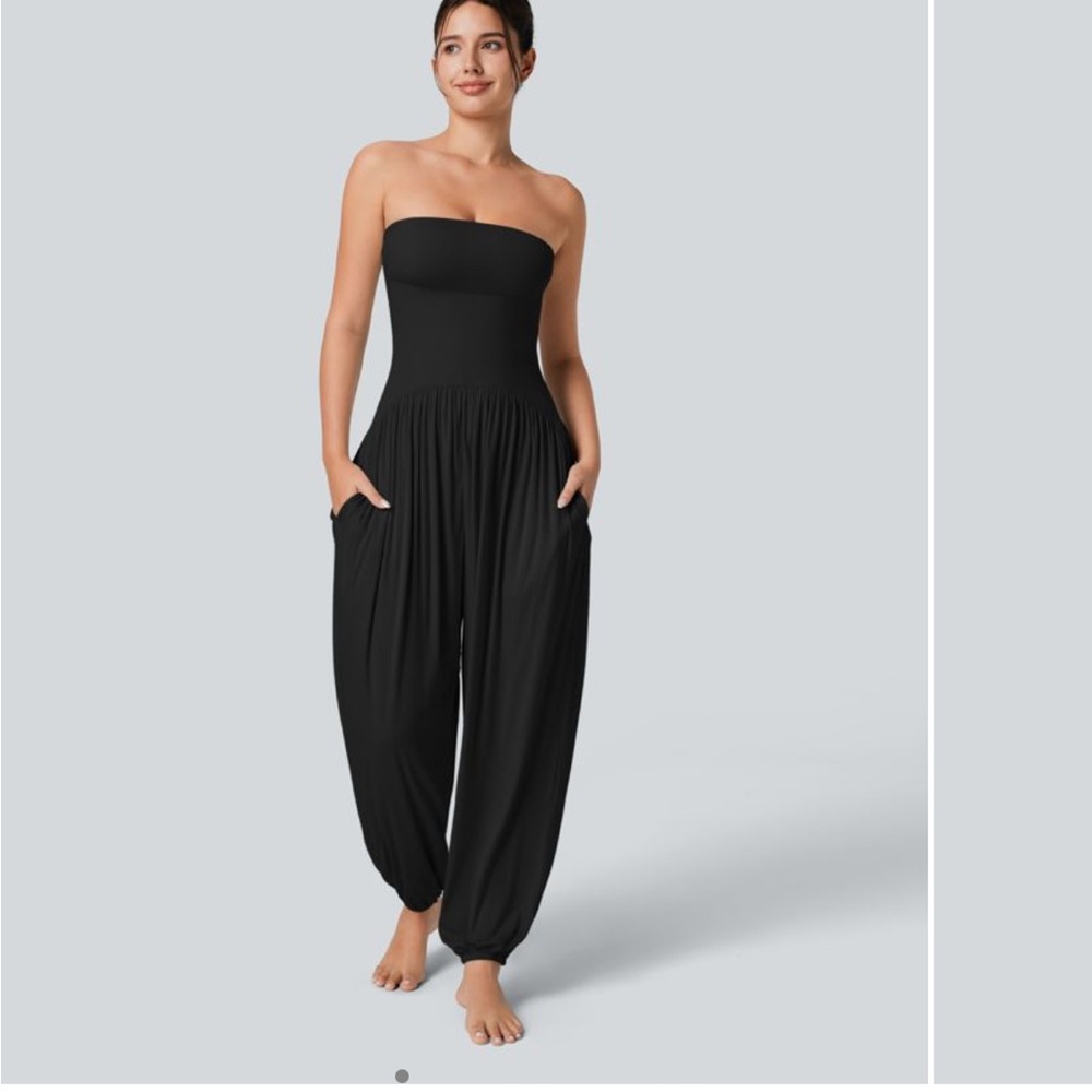 Halara Black Strapless Jumpsuit